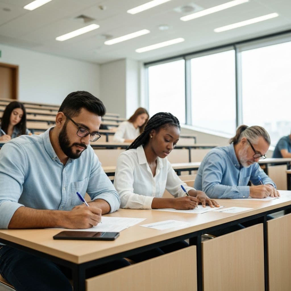 University students completing supervised in-person examinations